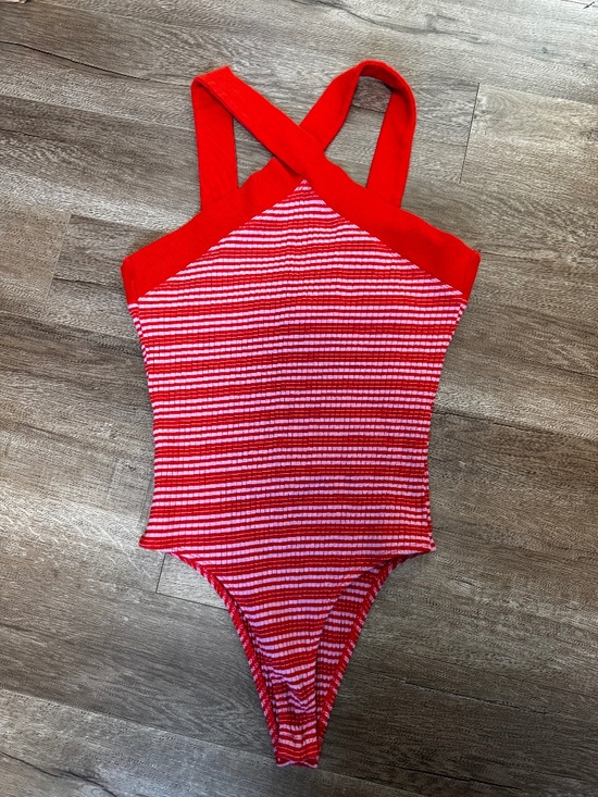 Zara Tops - Zara Ribbed Striped Bodysuit Size L